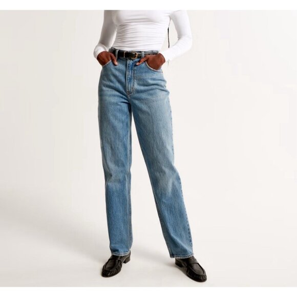 Abercrombie & Fitch Denim - Abercrombie & Fitch 90s Straight Leg Ultra High Rise Jeans Women 33 Blue Denim